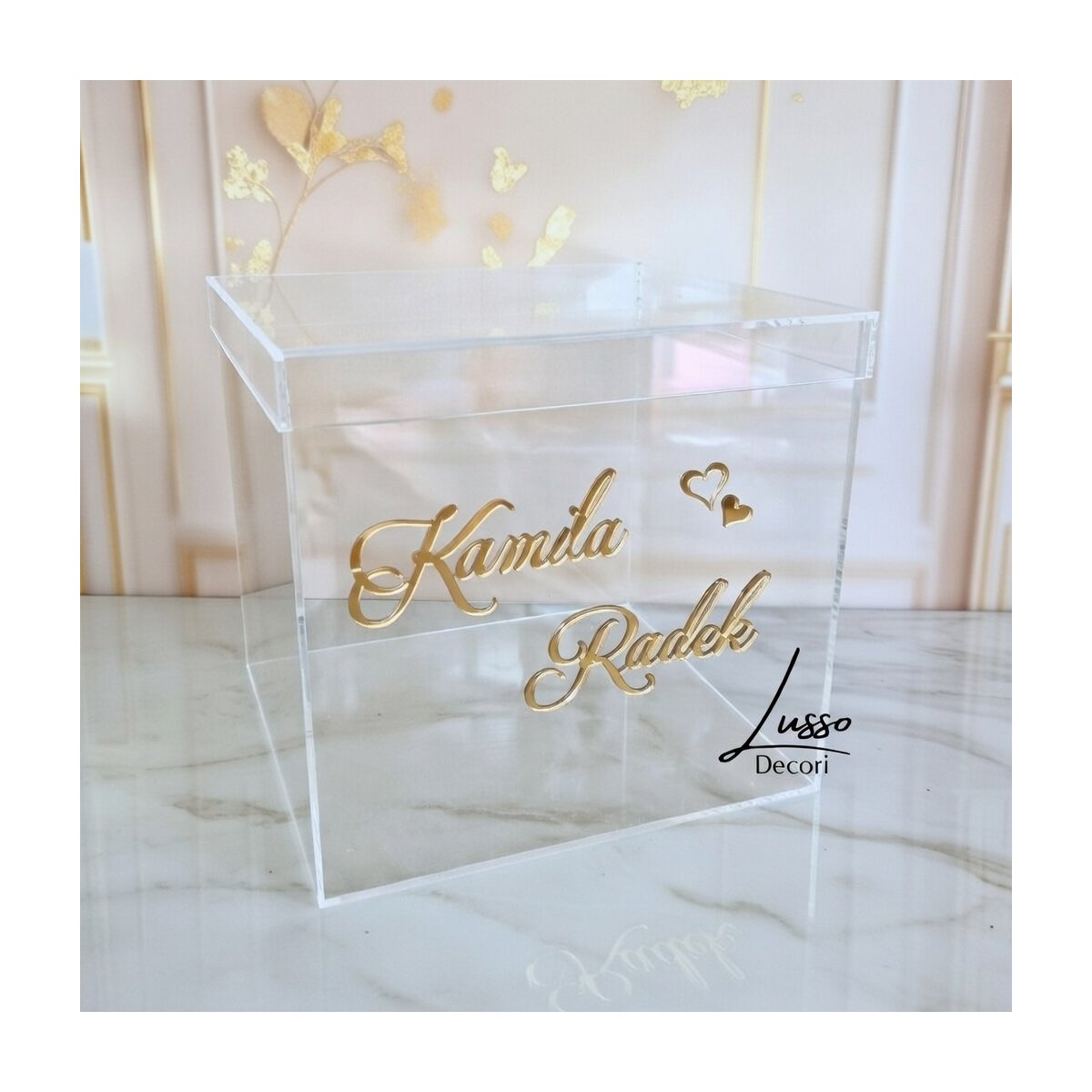 Akrylowe pudełko na koperty z personalizacją