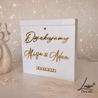 Personalizowana skrzynka na koperty w stylu glamour na uroczystość ślubną