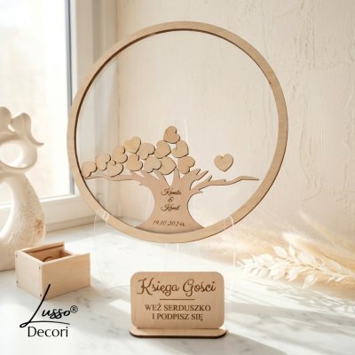 Księga gości z wrzucanymi sercami drzewko szczęscia