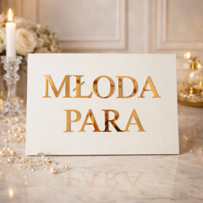 kwadratowa tablica rejestracyjna ślubna lustrzany napis złoty dekoracja auta glamour