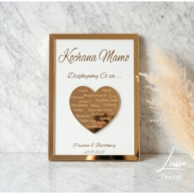 Lustrzana ramka z podziękowaniami dla rodziców w dniu ślubu