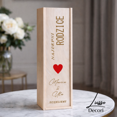 Ozdobne pudełko na alkohol jako podziękowanie dla rodziców