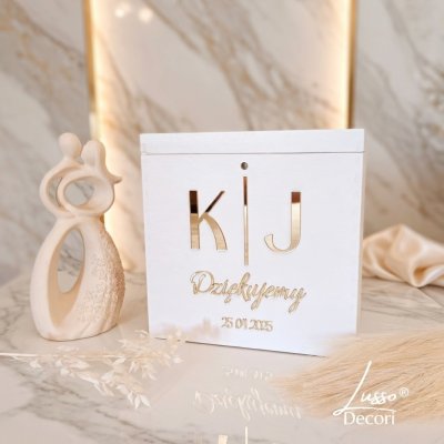 Personalizowana skrzynka na koperty z inicjałami i datą ślubu