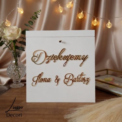 Pudełko na koperty z imionami pary młdoej na ślub