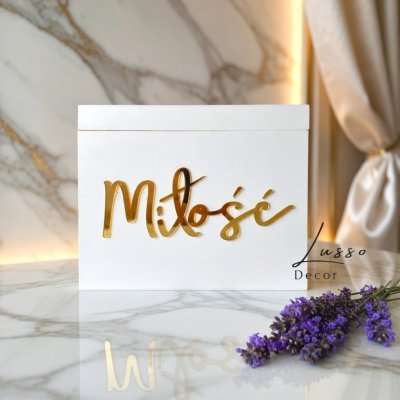 Pudełko na koperty na ślub w stylu Glamour z napisem miłość