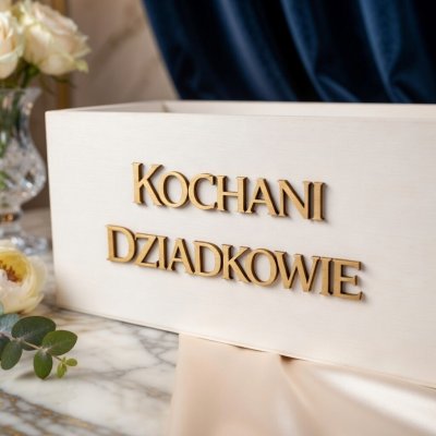 Drewniana skrzynka na podziękowanie dla dziadków z napisem
