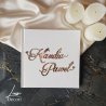Personalizowana biała kwadratowa księga gości na przyjęcie weselne w stylu glamour