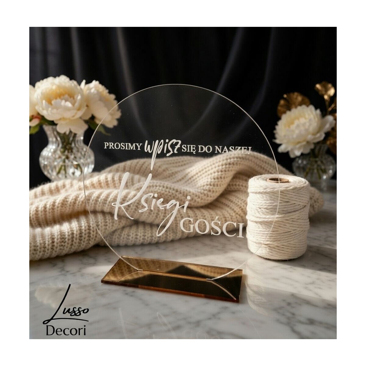 tabliczka informacyjna do księgi gości w stylu glamour stojąca