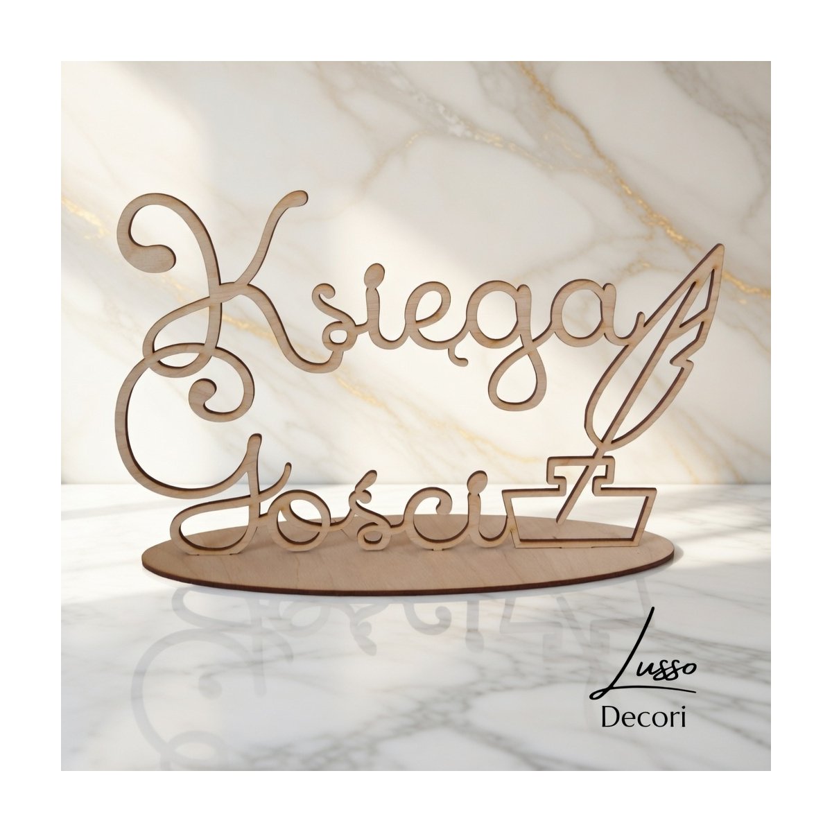 Drewniany stojący napis Księga Gości na przyjęcie ślubne, urodziny, chrzest lub komunię