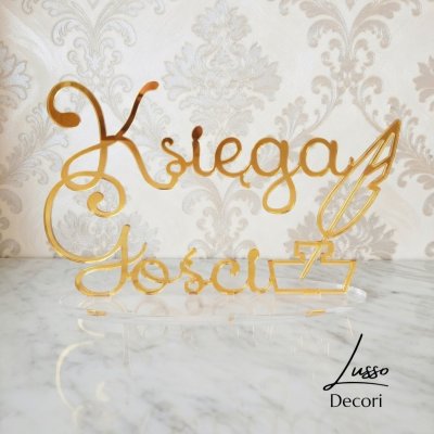 Lustrzany napis wykonany z plexi Księga Gości na przyjęcia urodzinowe lub weselne
