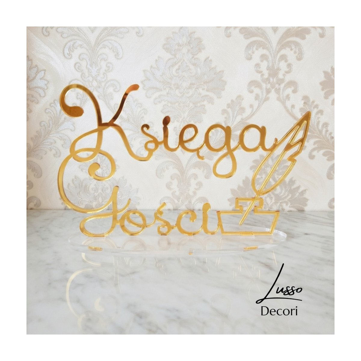 Lustrzany napis wykonany z plexi Księga Gości na przyjęcia urodzinowe lub weselne