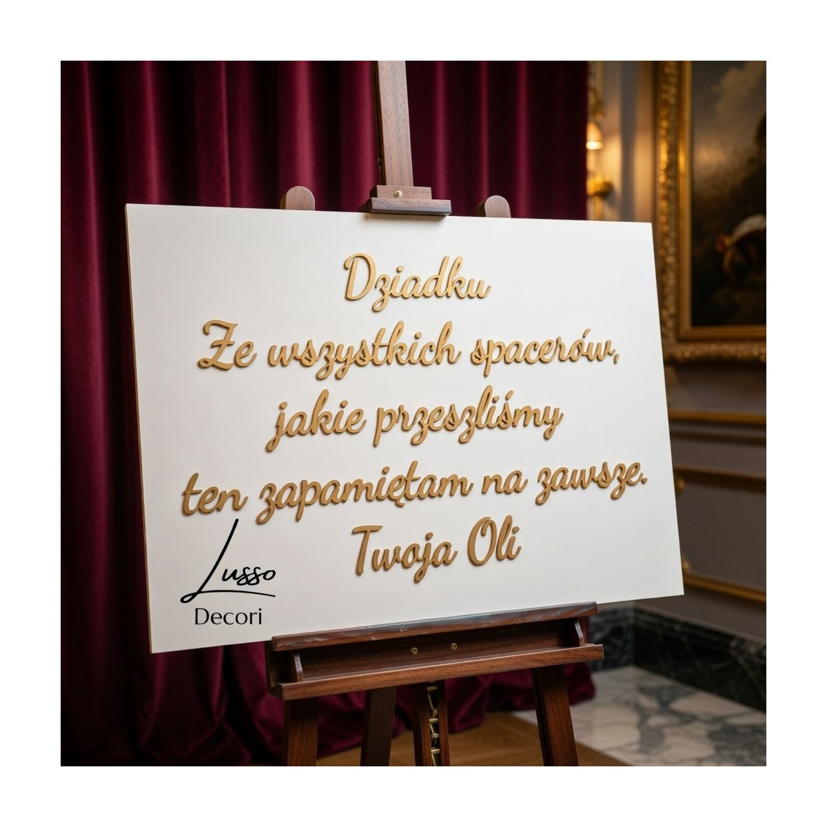 tablica ślubna ze wszystkich spacerów dekoracja weselna złoty napis