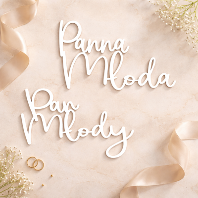 Drewniana zawieszka na krzesła Panna Młoda Pan Młody na ceremonię ślubną