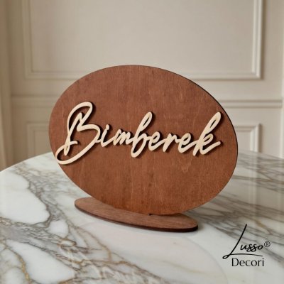 Drewniana tabliczka stojąca na stół tematyczny w czasie przyjęć - bimberek