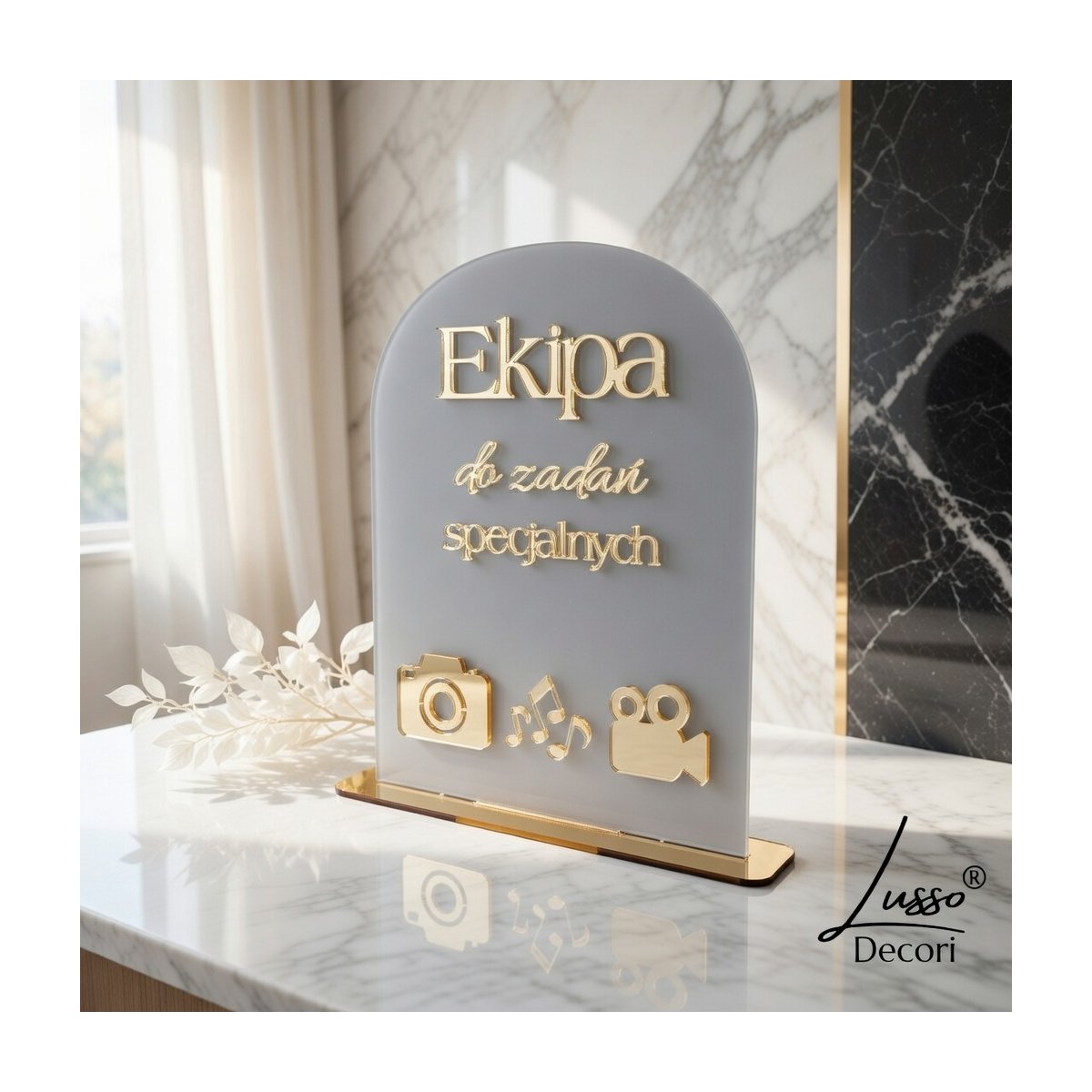 Elegancka tabliczka ekipa do zadań specjalnych na przyjęcie