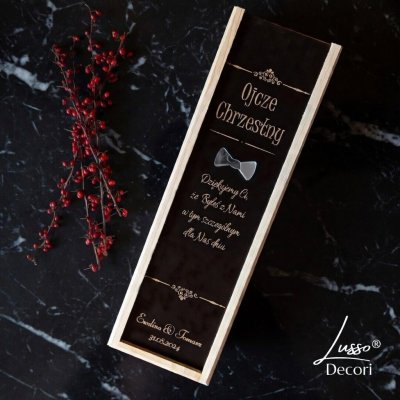 Skrzynka na alkohol podziękowanie dla ojca chrzestnego w dniu ślubu