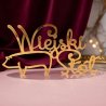 Złoty stojący napis „Wiejski Stół” z lustrzanej plexi dekoracja ślubna glamour