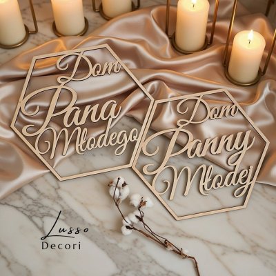 Drewniana obręcz heksagon dom Panny Młodej Dom Pana młodego