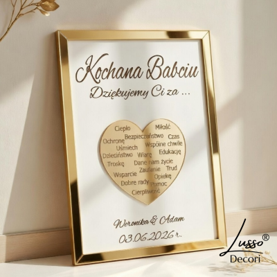 podziękowanie dla dziadków w dniu ślubu w lustrzanej ramce