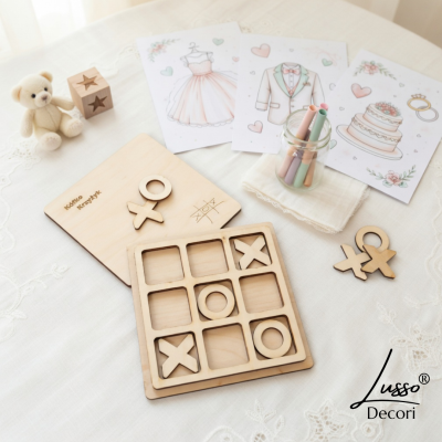 Przenośna drewniana układanka dla dzieci kółko krzyżyk