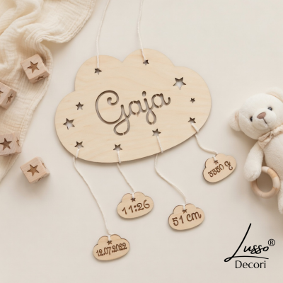 metryczka chmurka dla dziecka prezent narodziny niemowlęcia