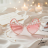 różowe okulary serca z perłami na wieczór panieński, do sesji zdjeciowej