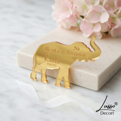 lustrzany słonik na szczęście podziękowanie dla gości ślub komunia chrzest wieczór panieński