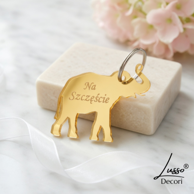 lustrzany brelok słonik na szczęście podziękowanie dla gości ślub komunia chrzest