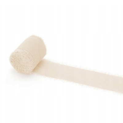wstążka szyfonowa jasnobeżowa 4 cm x 5 m dekoracja ślubna i przyjęcia