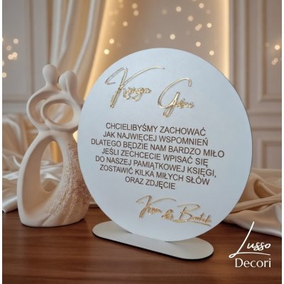 Stojąca instrukcja do księgi gości w czasie przyjęcia weselnego