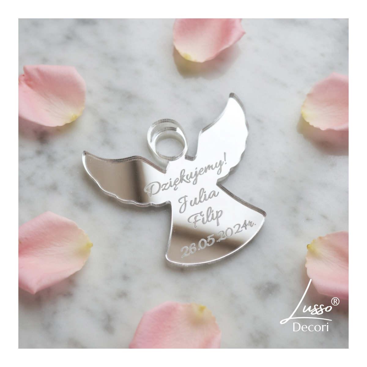 aniołek magnes komunia podziękowanie dla gości upominek komunijny złoty srebrny