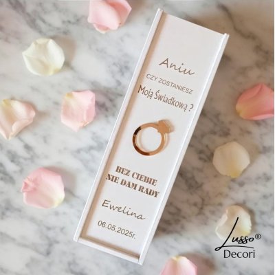 skrzynka na wino z lustrem złota prośba o świadkowanie elegancki prezent ślubny