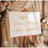 Tablica plexi witamy pana młodego i gości weselnych złoty napis glamour