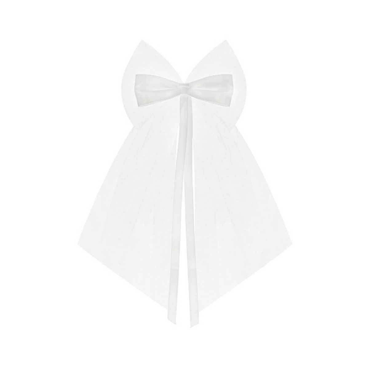 Białe kokardy dekoracyjne 18 cm z tiulu i satyny do dekoracji ślubnych i samochodu