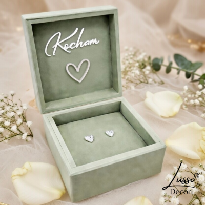 drewniane pudełko na obrączki szałwia personalizowane dekoracje ślubne