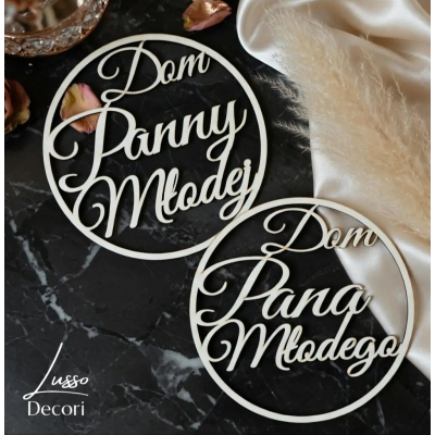 Drewniana obręcz ślubna Dom Panny Młodej okrągła dekoracja drzwi