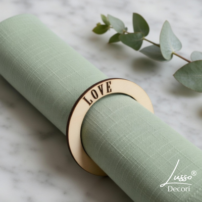 Drewniana obrączka na serwetki LOVE dekoracja stołu weselnego