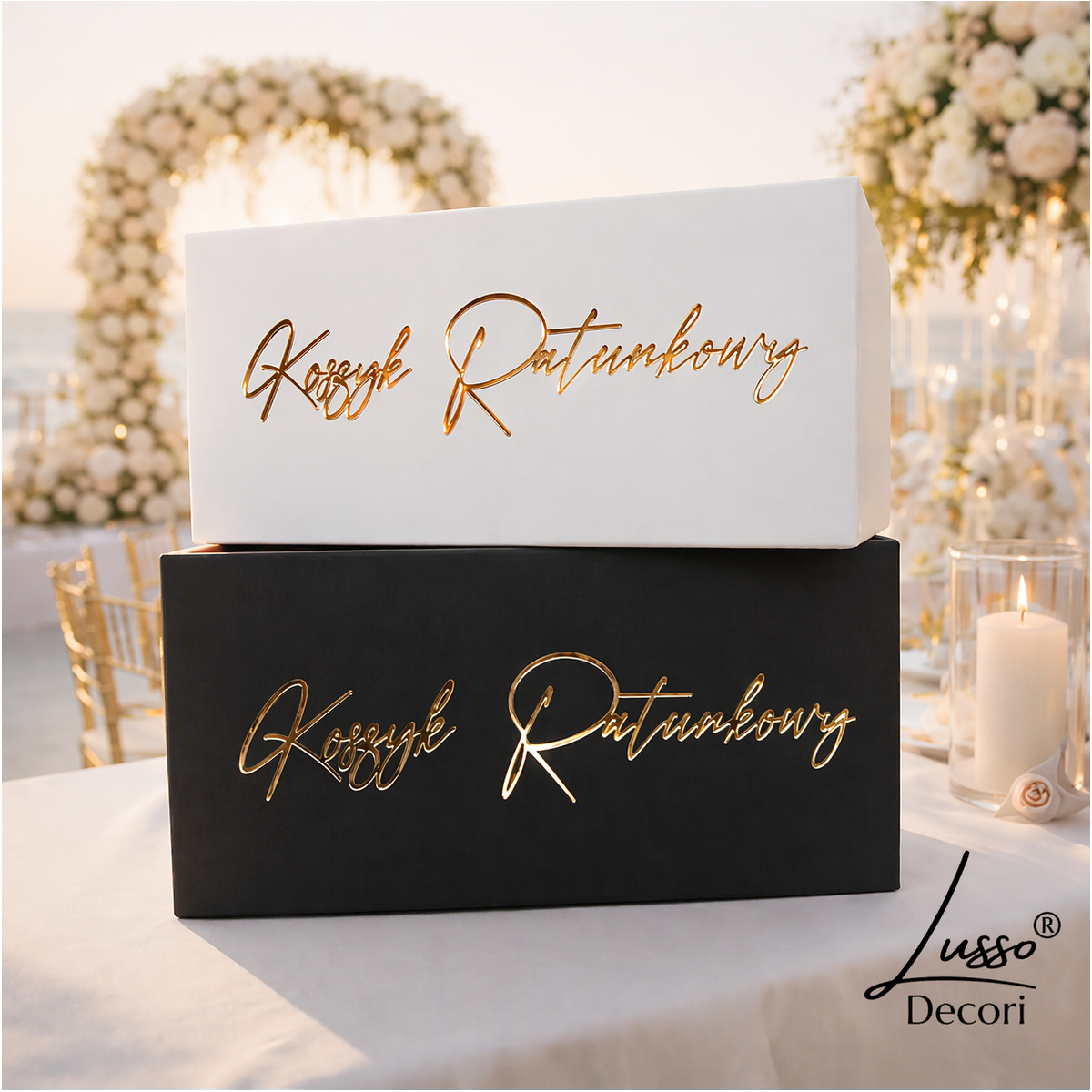 Elegancki koszyk ratunkowy dla gości weselnych w stylu glamour