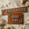 Zestaw tablic ślubnych do auta drewniane dekoracje kwadratowa i prostokątna rustykalne boho ślub