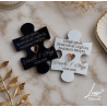 Personalizowane podziękowanie na ślub magnes puzzle biało czarne glamour