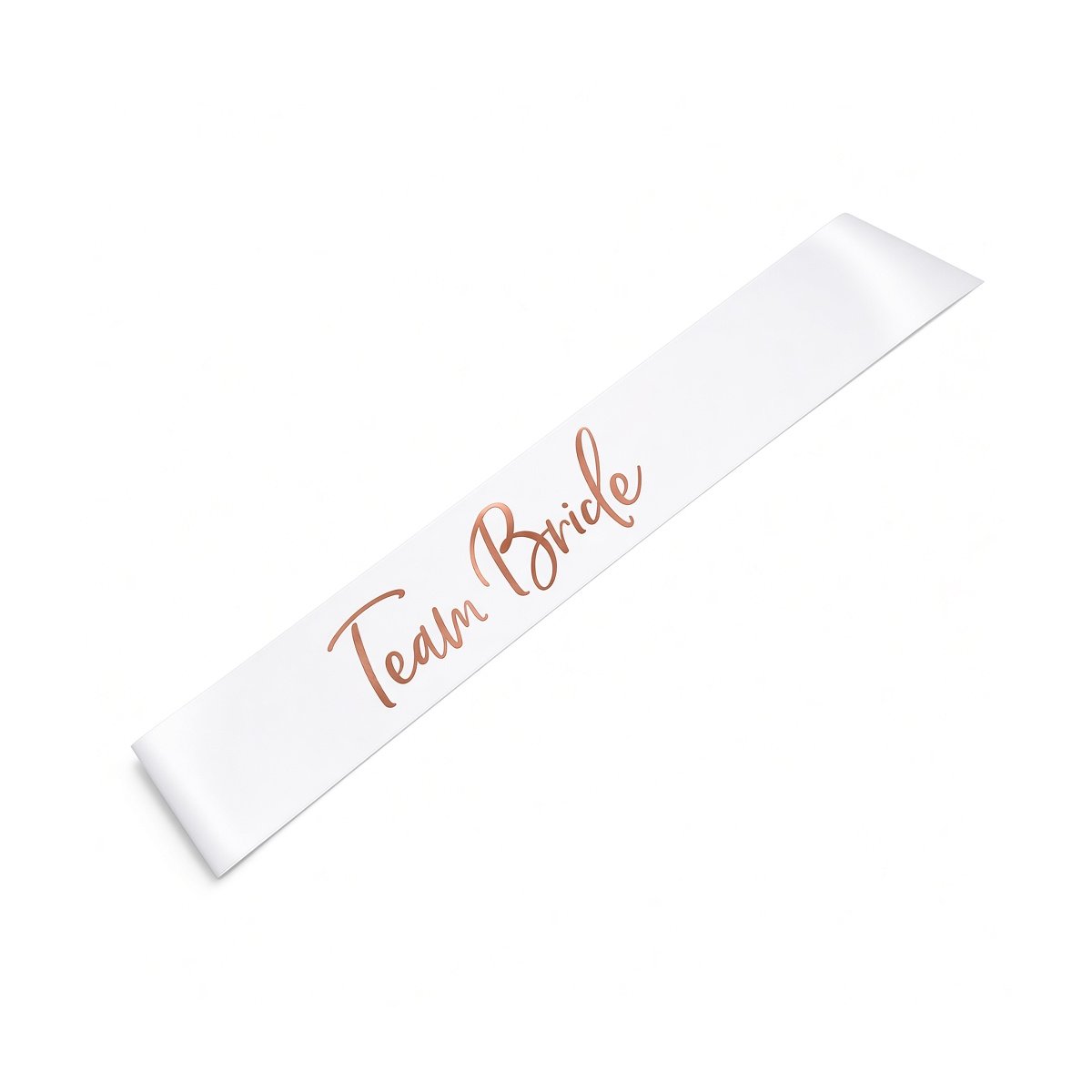 Biała szarfa Team Bride 75 cm z napisem w kolorze różowego złota