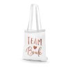 Biała torba bawełniana Team Bride 39 × 42 cm na wieczór panieński