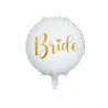 Biały balon foliowy Bride 45 cm ze złotym napisem na wieczór panieński