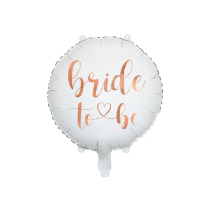 Biały balon foliowy Bride to Be 45 cm z napisem w kolorze różowego złota