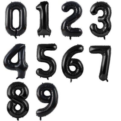 Czarny balon foliowy cyfra 86 cm – warianty od 0 do 9