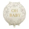 Beżowy balon foliowy Oh Baby 35 × 35 cm ze złotym napisem na Baby Shower
