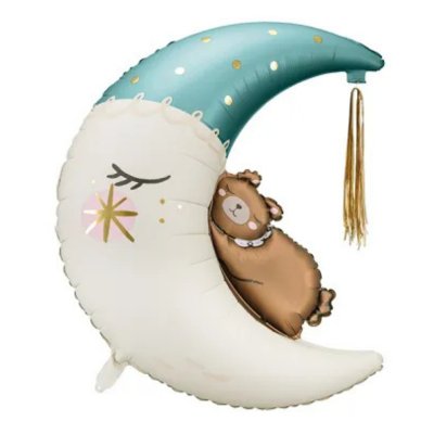 Balon Miś na księżycu z jasnoniebieskim akcentem na Baby Shower